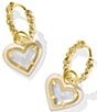 Kendra Scott Ari Heart Enamel Frame Huggie Hoop Earrings, Color:Gold Ivory Mother of Pearl - Image 1