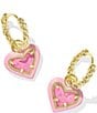 Kendra Scott Ari Heart Enamel Frame Huggie Hoop Earrings, Color:Gold Pink Iridescent Glitter - Image 1