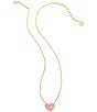 Kendra Scott Ari Heart Glass Gold Short Pendant Necklace, Color:Pink Iridescent Glitter Glass - Image 2
