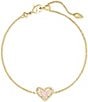 Color:Iridescent Drusy - Image 1 - Ari Heart Gold Chain Bracelet