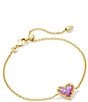 Color:Bubblegum Pink Opal - Image 1 - Ari Heart Gold Chain Bracelet