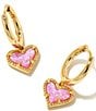 Color:Gold Bubblegum Pink Opal - Image 1 - Ari Heart Huggie Earrings