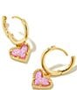 Color:Gold Bubblegum Pink Opal - Image 2 - Ari Heart Huggie Earrings
