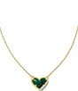 Color:Gold Green Malachite - Image 1 - Ari Heart Gold Short Pendant Necklace