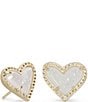 Color:Gold Iridescent Drusy - Image 1 - Ari Heart Stud Earrings