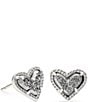 Color:Platinum Drusy - Image 1 - Ari Heart Stud Earrings