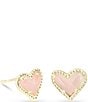 Color:Gold Rose Quartz - Image 1 - Ari Heart Stud Earrings
