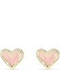 Color:Gold Rose Quartz - Image 2 - Ari Heart Stud Earrings