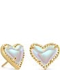 Color:Gold Dichroic Glass - Image 1 - Ari Heart Stud Earrings