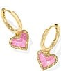 Kendra Scott Ari Heart Huggie Hoop Earrings, Color:Pink Iridescent Glitter Glass - Image 1