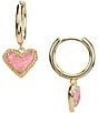 Kendra Scott Ari Heart Huggie Hoop Earrings, Color:Pink Iridescent Glitter Glass - Image 2