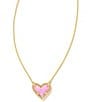 Color:Gold Bubblegum Pink Opal - Image 1 - Ari Heart Opal Gold Short Pendant Necklace