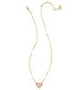 Color:Gold Bubblegum Pink Opal - Image 2 - Ari Heart Opal Gold Short Pendant Necklace