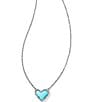 Color:Rhodium Turquoise Marine - Image 1 - Ari Heart Genuine Stone Pendant Necklace