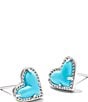 Color:Turquoise - Image 1 - Ari Heart Silver Stud Earrings