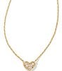 Color:Gold White Crystal - Image 1 - Ari Pave Crystal Heart Gold Short Pendant Necklace