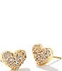 Color:Gold White Crystal - Image 1 - Ari Pave Crystal Heart Gold Stud Earrings