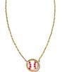 Color:Gold Ivory Mother Of Pearl - Image 1 - Baseball Short Pendant Necklace