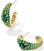 Kendra Scott Bella Hoop Earrings, Color:Gold Dark Green Crystal - Image 1