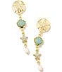 Color:Gold Sea Green Chrysocolla - Image 1 - Brynne Crystal Pearl Shell Linear Earrings
