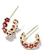 Kendra Scott Cailin Crystal Huggie Hoop Earrings, Color:Gold Burgundy Crystal - Image 1