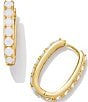 Color:Gold White Opalite Mix - Image 1 - Chandler 14K Gold Crystal Hoop Earrings