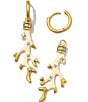 Color:Vintage Gold Ivory Enamel - Image 1 - Crystal Shea Pearl Huggie Hoop Earrings