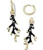 Color:Gold Black Enamel - Image 2 - Crystal Shea Pearl Huggie Hoop Earrings