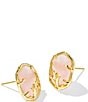 Color:Gold Rose Quartz - Image 1 - Daphne Coral Frame Stud Earrings