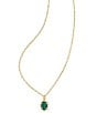 Kendra Scott Daphne Crystal Frame Short Pendant Necklace, Color:Gold Green Malachite - Image 1