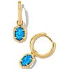 Color:Gold Bright Blue Opal - Image 1 - Daphne Framed Huggie Hoop Earrings
