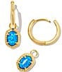 Color:Gold Bright Blue Opal - Image 2 - Daphne Framed Huggie Hoop Earrings