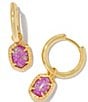 Color:Gold Magenta Kyocera Opal - Image 1 - Daphne Framed Huggie Hoop Earrings