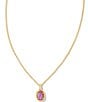 Color:Gold Magenta Opal - Image 1 - Daphne Framed Short Pendant Necklace