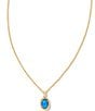 Color:Gold Bright Blue Opal - Image 1 - Daphne Framed Short Pendant Necklace