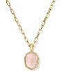 Kendra Scott Daphne Pave Frame Quartz Short Pendant Necklace, Color:Gold Rose Quartz - Image 1