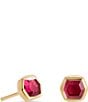 Kendra Scott Davie 14K Gold Stud Earrings, Color:Red Garnet - Image 1