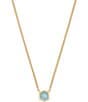Color:Aquamarine - Image 1 - Davie Pave 14K Gold Short Pendant Necklace