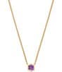 Color:Amethyst - Image 1 - Davie Pave 14K Gold Short Pendant Necklace
