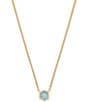 Color:Blue Iolite - Image 1 - Davie Pave 14K Gold Short Pendant Necklace