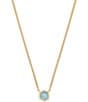 Kendra Scott Davie Pave 14K Gold Short Pendant Necklace, Color:Aquamarine - Image 1
