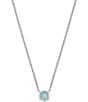Color:Aquamarine - Image 1 - Davie Pave Sterling Silver Short Pendant Necklace
