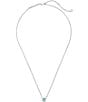 Color:Aquamarine - Image 2 - Davie Pave Sterling Silver Short Pendant Necklace