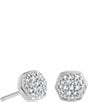 Color:White Diamond - Image 1 - Davie Sterling Silver Pave Stud Earrings
