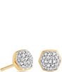 Color:Gold Diamond - Image 1 - Davie Sterling Silver Pave Stud Earrings