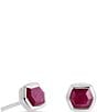 Color:Pink Ruby - Image 1 - Davie Sterling Silver Stud Earrings