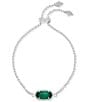 Color:Emerald Cats Eye - Image 1 - Elaina Silver Adjustable Chain Bracelet