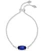 Color:Cobalt Cats Eye - Image 1 - Elaina Silver Adjustable Chain Bracelet