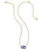 Color:Gold Dark Lavender Ombre Illusion - Image 2 - Elisa Enamel Frame Gold Short Pendant Necklace