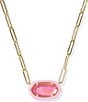 Kendra Scott Elisa Enamel Frame Paperclip Short Pendant Necklace, Color:Gold Bright Pink Illusion - Image 1